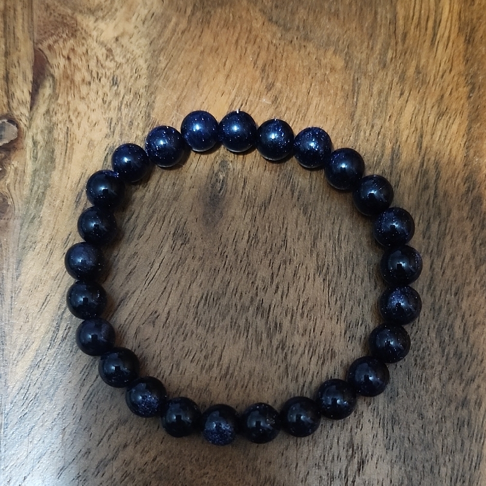 Handmade Blue Sandstone Beaded Bracelet